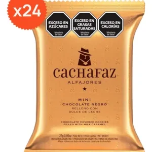 Mini Alfajor Cachafaz Chocolate Y Dulce De Leche Caja X 24 U